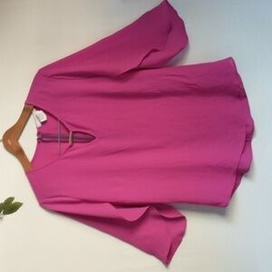 CKLass Business Casual Flutter Sleeve Dress Blouse Work Office Top Size Large